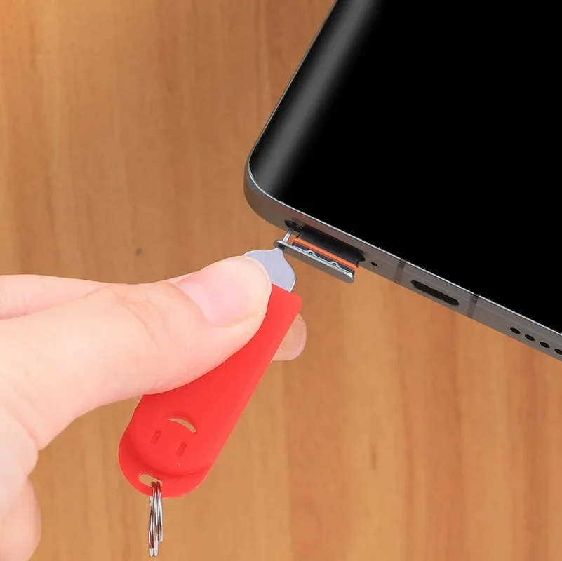 Anti-Lost Sim Card Eject Pin Needle with Storage Case for Iphone Samsung Phone Steel Ejector Pin SIM Card Tray Opener Keyring