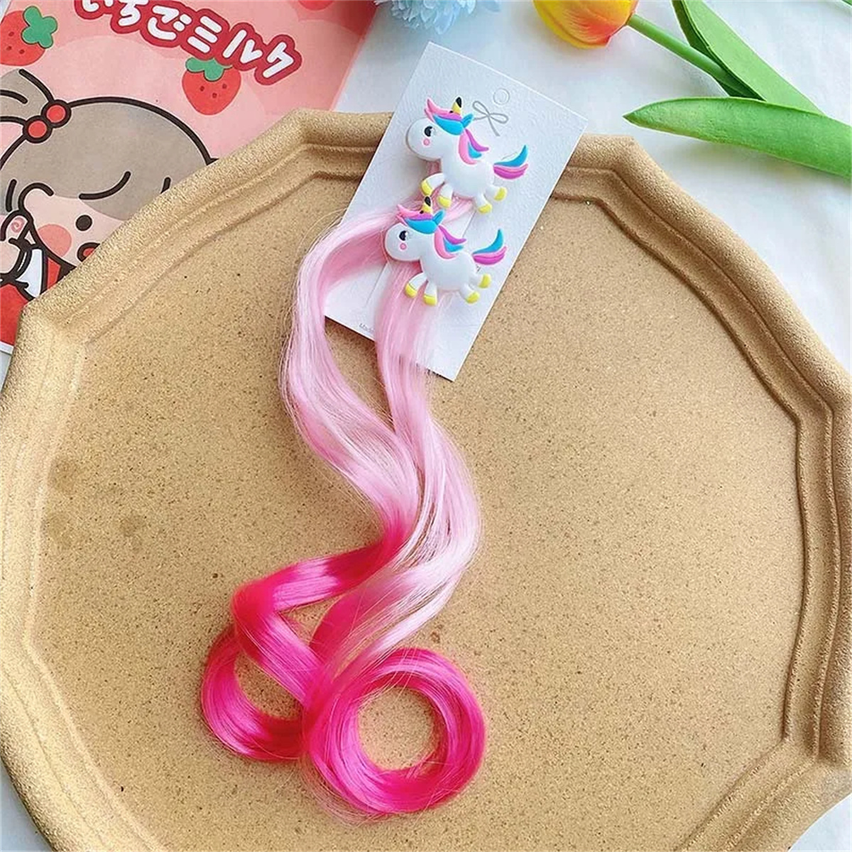 2PCS ใหม่ Princess Unicorn หลายสีวิกผมสาว Hairpins เด็กน่ารัก Headwear Hairgrip คลิปผม Barrettes อุปกรณ์เสริมผม