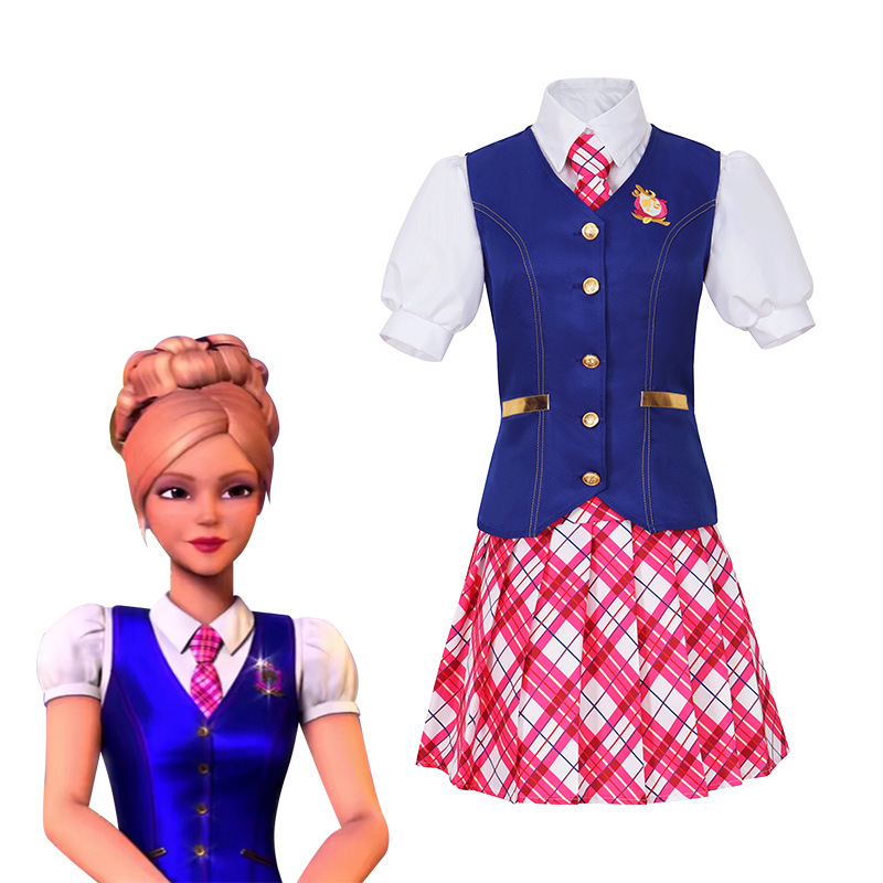 Disfraz de Barbiee de la película, vestido de princesa de Halloween, traje de la década de Wen COS, uniforme escolar para mujer, faldas superiores, fiesta de Carnaval