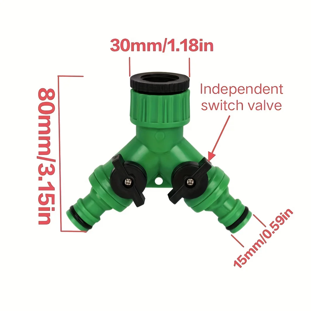 2-Wege-Wasserschlauch-Wasserhahn-Splitter mit Schnellanschluss und Y-Adapter für Garten-Wasserhähne – Dual-Purpose-Anschlüsse für den Gartengebrauch