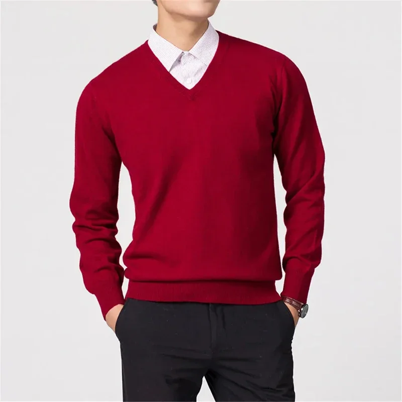 Wol Heren Truien V-hals Truien Kasjmier Breien Hot Koop Lente Herfst Truien Truien Hoge Kwaliteit Jumpers Kleding