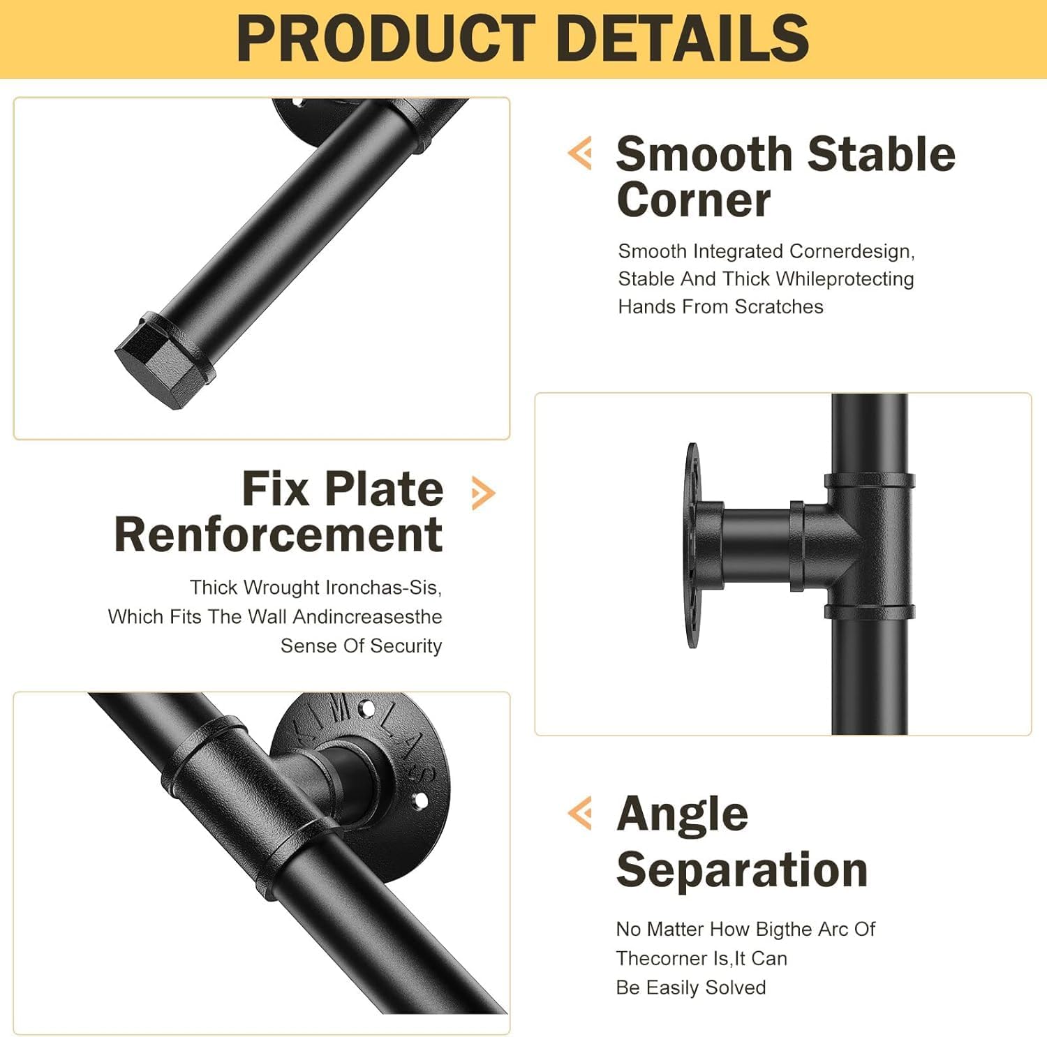 Handheld staircase,external staircase handrail industrial galvanized anti slip handle, safety railing,wall mounted attic studio