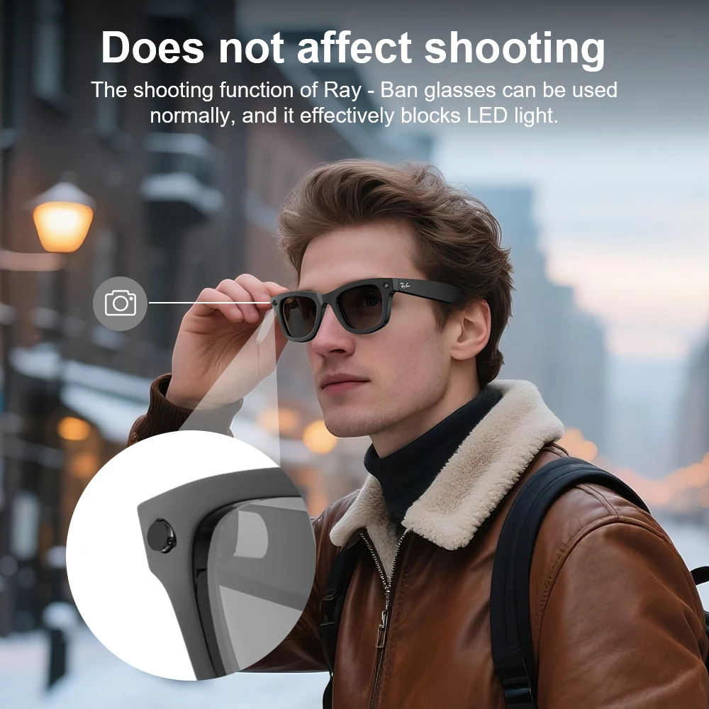 HIBLOKS For Ray-Ban Meta Wayfarer RW4008/RW4006 Skyler RW4010 RW4009/RW4009F AI intelligent Glasses Record Video Shading Sticker