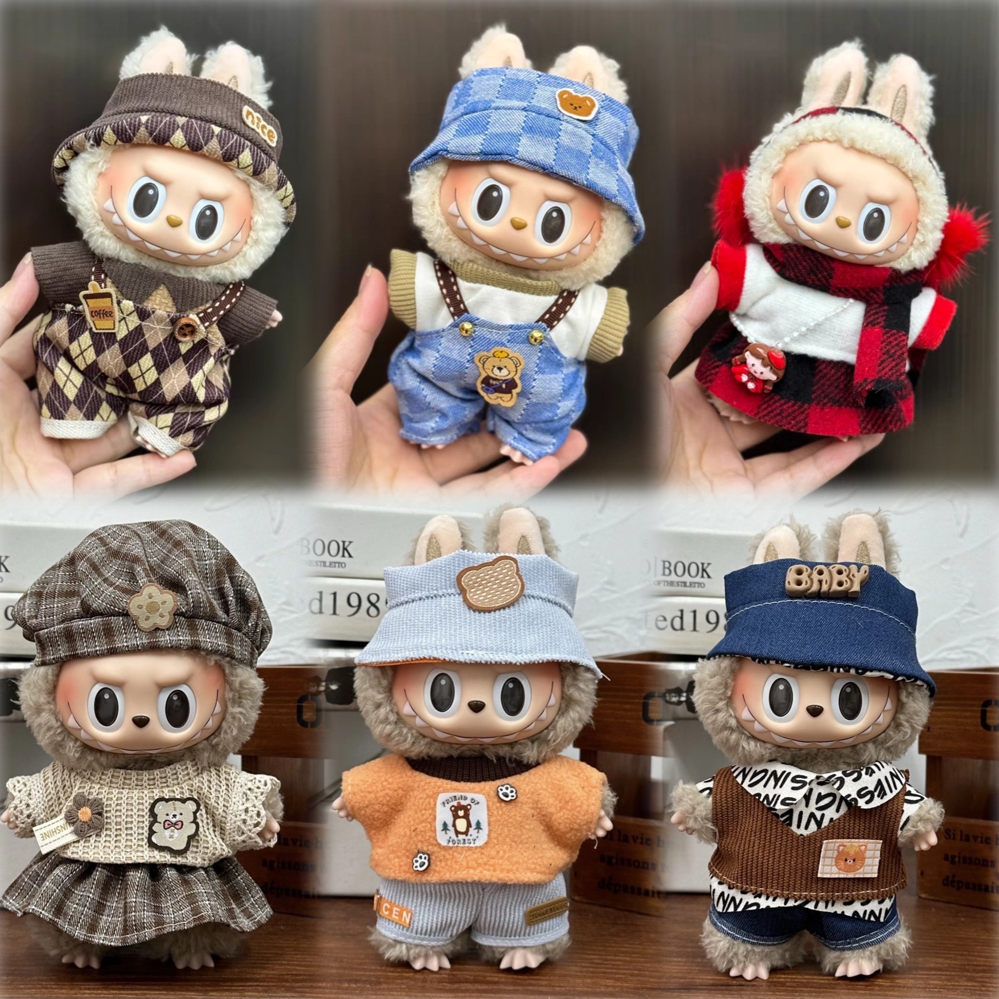 Для 3-го поколения 17 см Labubu трендовая одежда с подвеской для сидения, брюки с ремешком в стиле граффити, шляпа, одежда в стиле ретро Labubu