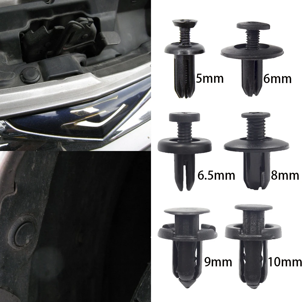 High Quality 5mm 6mm 7mm 8mm 9mm 10mm Hole Car Retainer Plastic Clips Fasteners Auto Trim Panel Clip Mixed Car Body Bumper Rivet