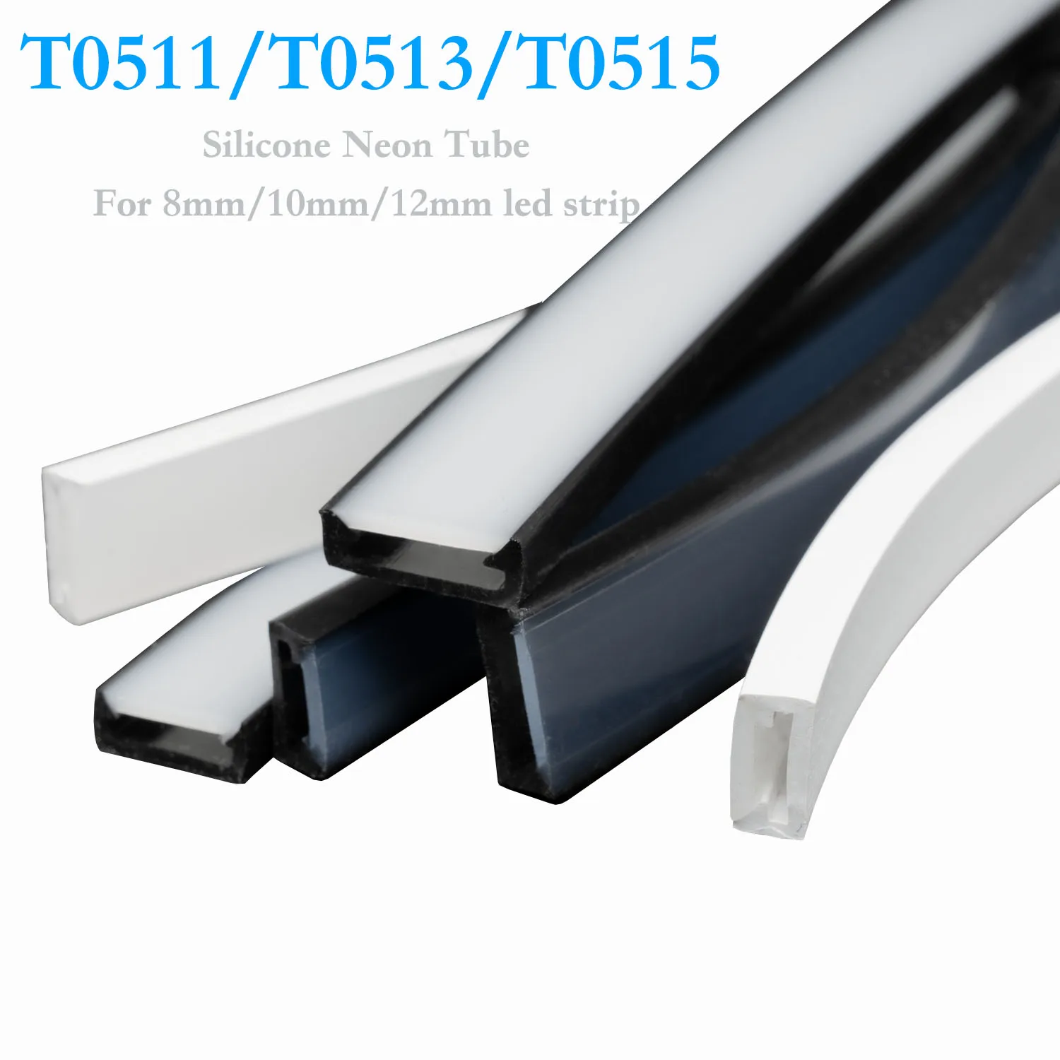 Tubo Led de neón de silicona de 1-20m T0511 T0513 T0515 cubierta de protección Flexible transparente mate negro lechoso para tira WS2812 de 8-12mm