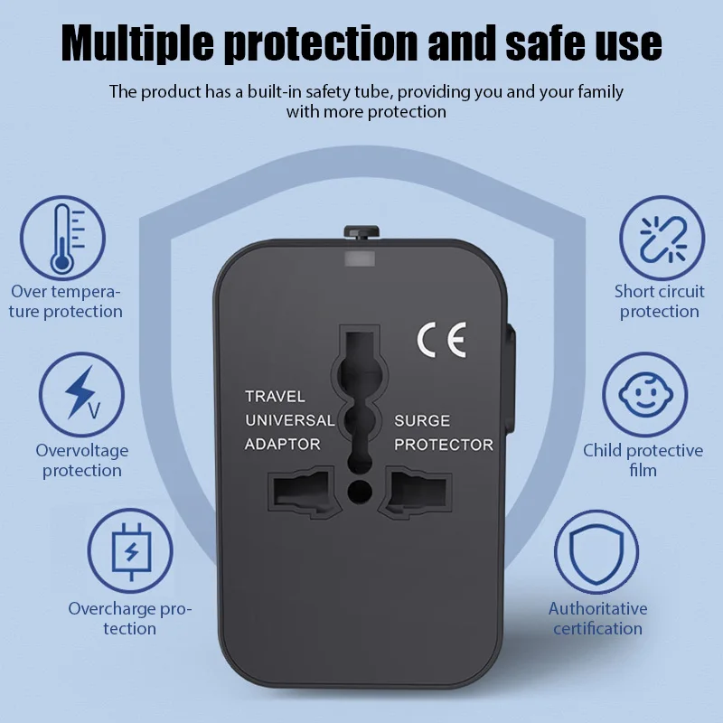 Adaptador de viagem universal ue reino unido eua au ac carregador de energia adaptador conversor tomada conector adaptador com porta usb dupla