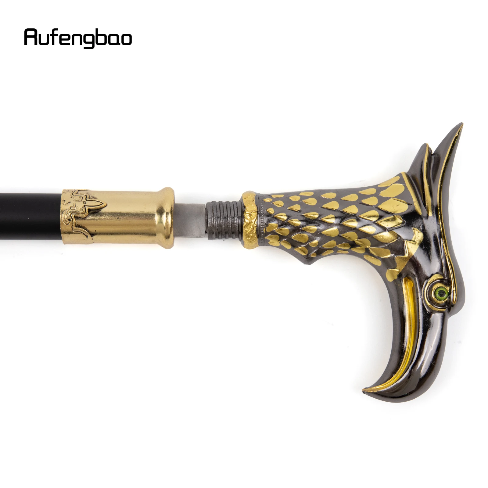 Goldener schwarzer Adler Gehstock mit versteckter Platte Selbstverteidigung Mode Rohr platte Halloween Cosplay Crosier Vampir Stick 93cm