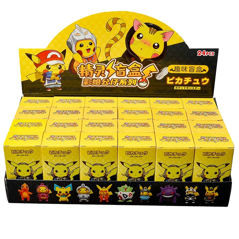 Heißer Verkauf 24Pcs Pokemon Blind Box Schlüsselbund Anime Figur Charaktere Pikachu Coloful Geburtstag Überraschung Spielzeug Für kinder Geschenke