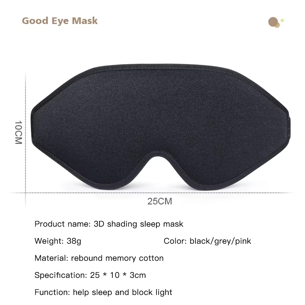 3D Slaapmasker Blinddoek Slaaphulp Oogmasker Zacht Memory Foam Gezichtsmasker Slaapmasker 99% Blockout Light Slaapmasker Eye Cover Patch