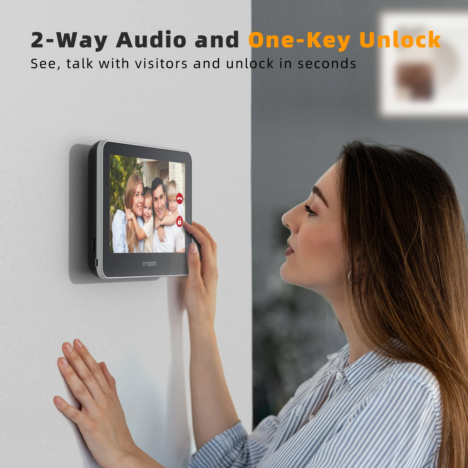 TMEZON Visiophone WiFi,Kit Interphone Vidéo sans fil video portier Ecran Tactile 7 pouces 1080P,IP55 Sonnette de camera à Batterie rechargeable,Vision Nocturne,PIR Détection de Mouvement,Contrôle APP