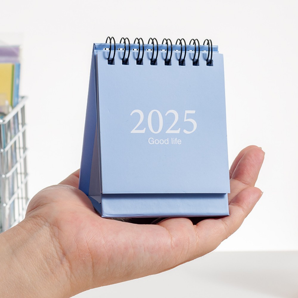 2024 2025 Englischer Mini-Tischkalender, Büro- und Schreibwarenbedarf, Tischkalender mit Aufklebern, täglicher Memo-Kalender, Planer
