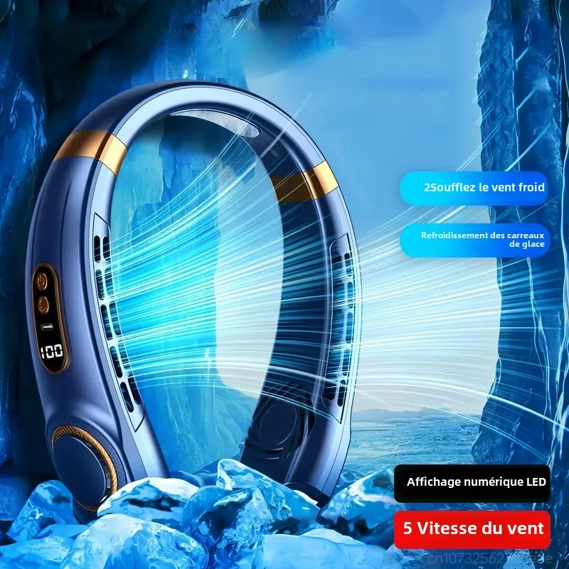 JKUOO ventilateur de cou Portable, ventilateur mains libres sans lame avec plaque de refroidissement LED 4, ventilateur personnel batterie 4000mAh USB Rechargeable