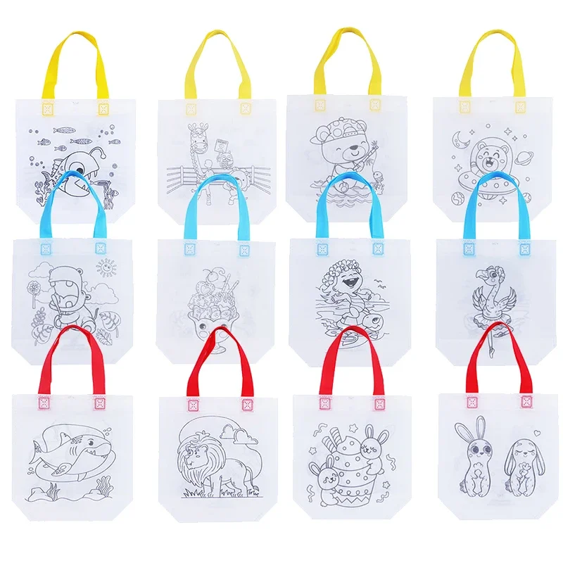DIY Graffiti Bags with Coloring Marker Painting Non-Woven Gift Bags For Kids Arts Crafts Color Filling Drawing Toys For Boy Girl