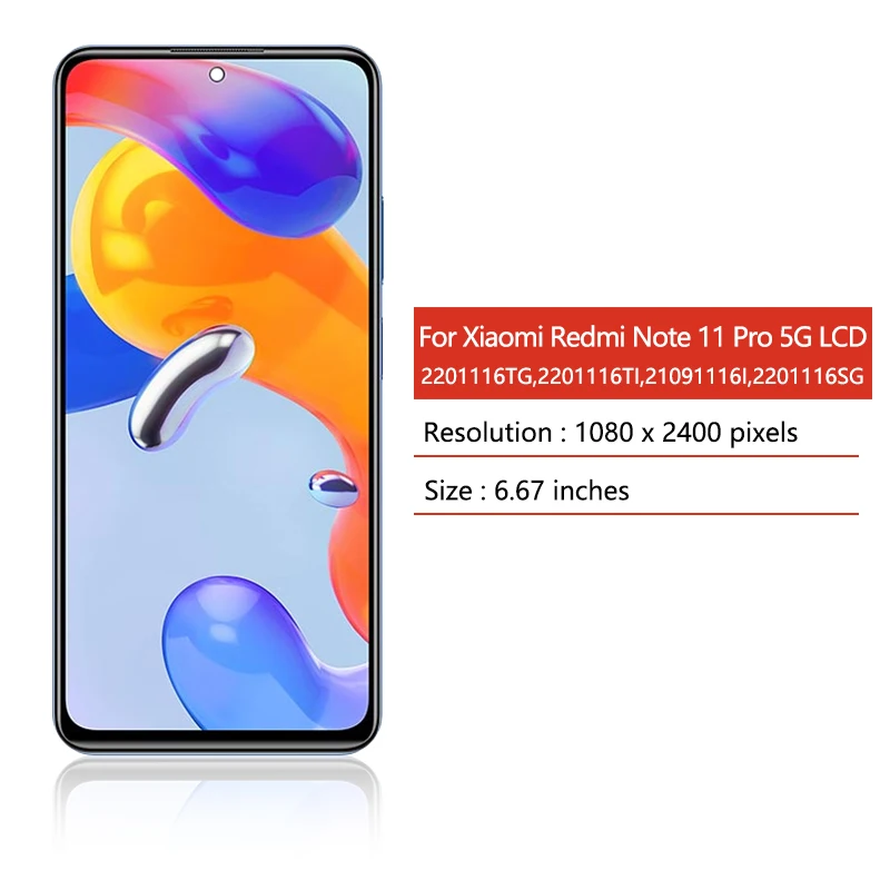 Chất Lượng Cao Dành Cho Xiaomi Redmi Note 11 Pro LCD 2201116TG Bộ Số Hóa Màn Hình Cảm Ứng Có Khung Cho Redmi Note11Pro 5G 21091116I Màn Hình LCD