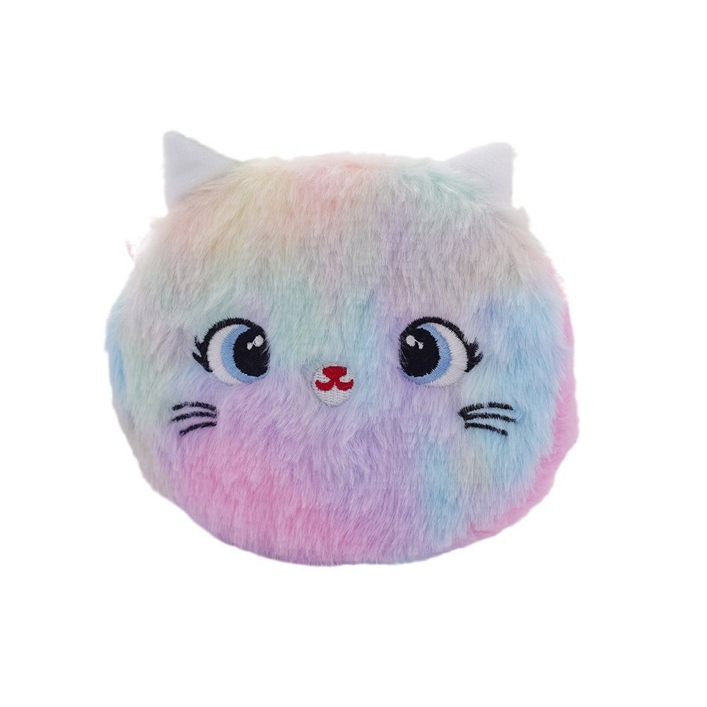 Moda bolsa de ombro de pelúcia dos desenhos animados gato arco-íris cor bolsas macio saco do mensageiro presente das crianças