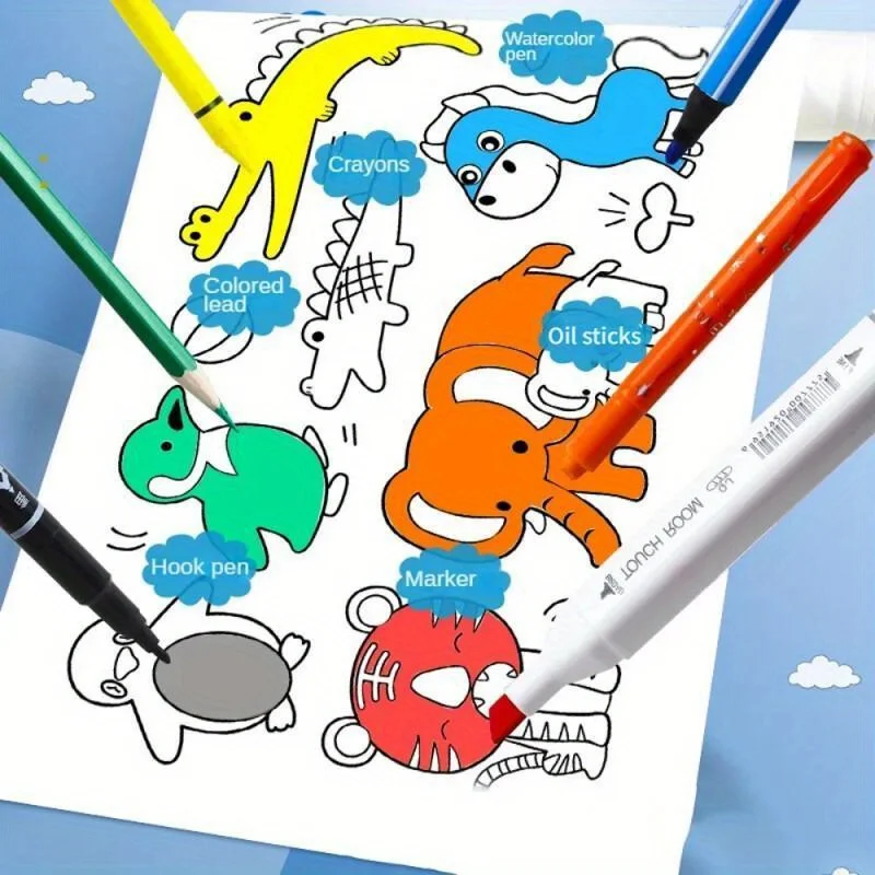 Dinosaur children Graffiti Picture Scroll Coloring Picture Scroll Three Meter Long Pattern non ripetuto non sporco Wall