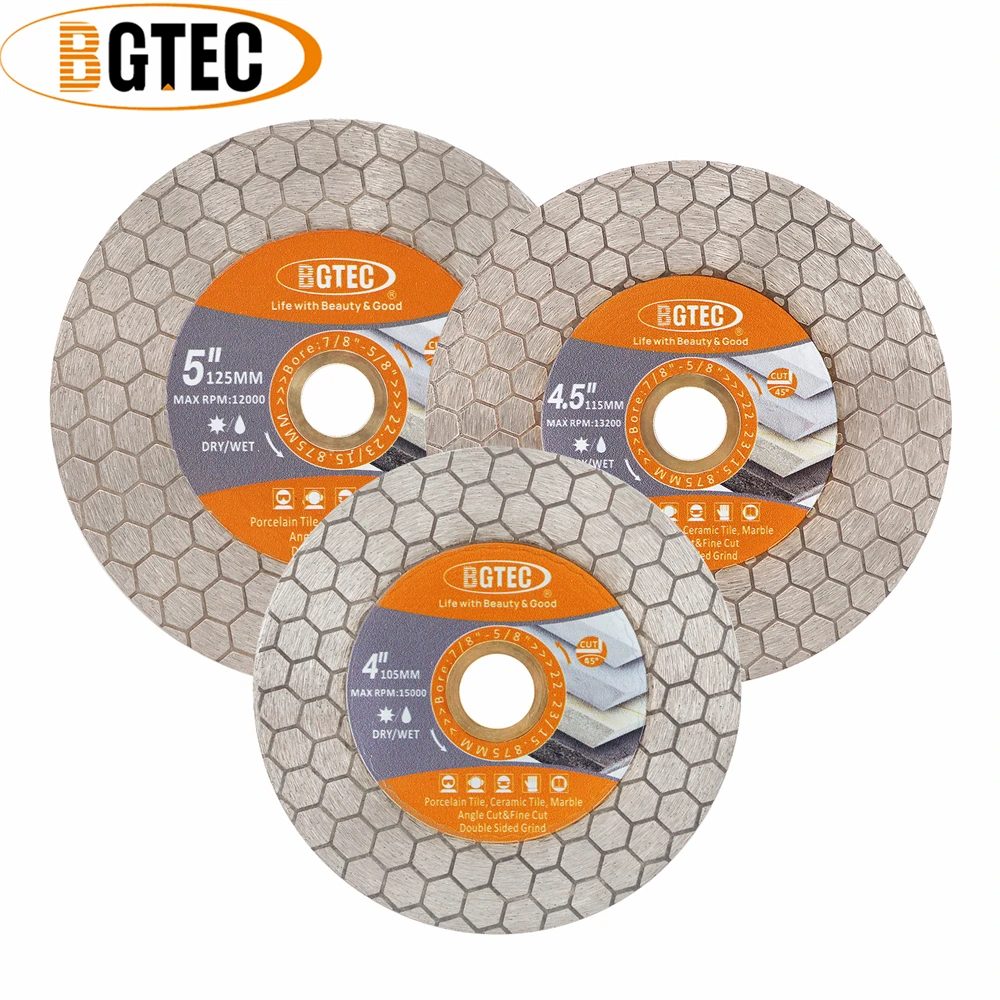BGTEC 1 шт. 105/115/125 мм алмазная пила отрезной диск фарфоровый двухсторонний шестигранный резак для плитки шлифовальная пластина для мрамора и гранита