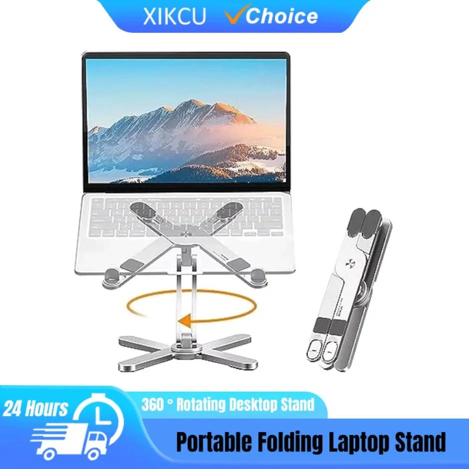 360 Degrees Rotating Desktop Stand Laptop Stand Portable Folding Laptop Stand for Desk Collaborative Work Fits All MacBook
