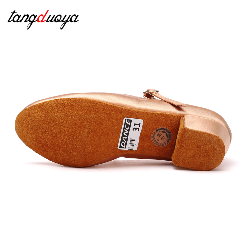 Salsa sapatos de dança mulher salto baixo 3cm seda sola macia menina sapatos de dança moderna mulheres praticar dedo do pé fechado crianças sapatos de dança