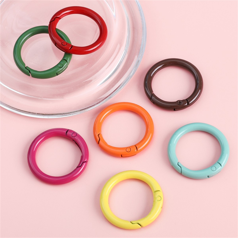 10/50Pcs Metal O Ring Spring Clasp Openable Round Carabiner Keychain Clips Hook Dog Chain DIY Jewelry Buckle Connector