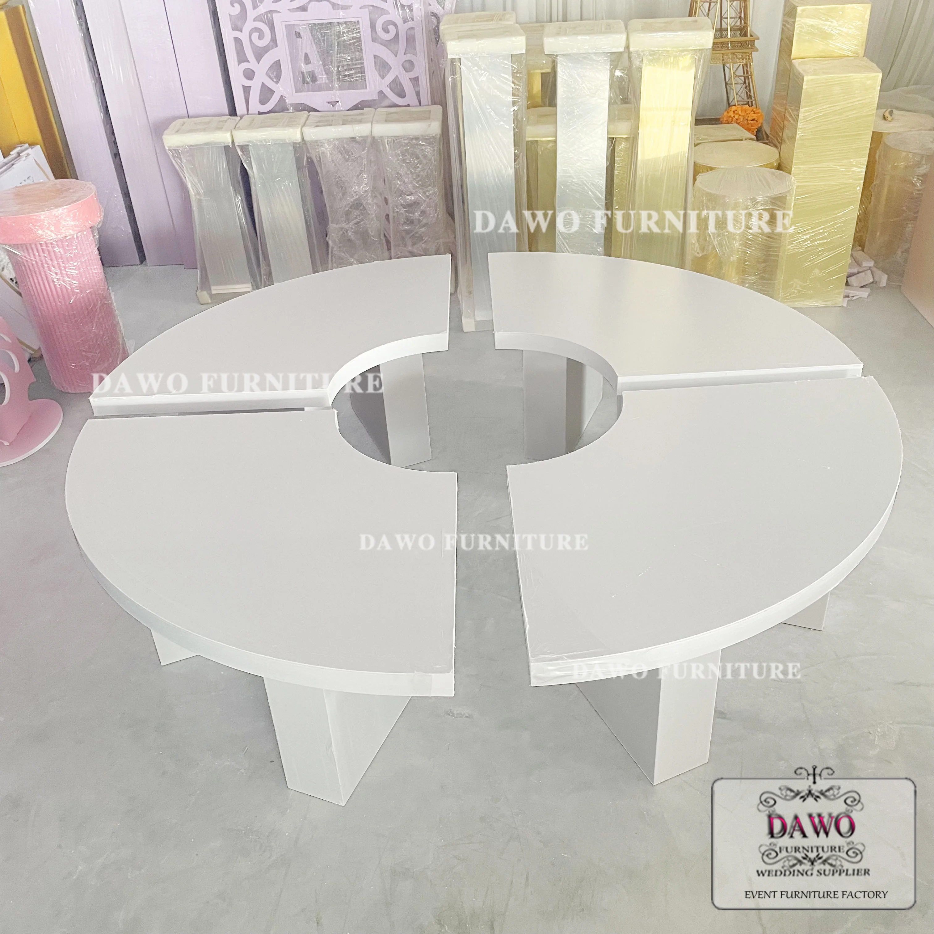 Children Kids Table White Plastic Mdf Big Round Event Party Table