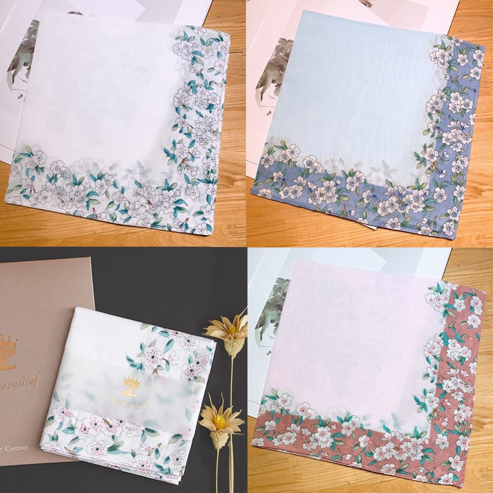 Pañuelo cuadrado con estampado ecológico para mujer, pañuelo de algodón puro, toallita suave para el sudor, pañuelo reutilizable para el cuello