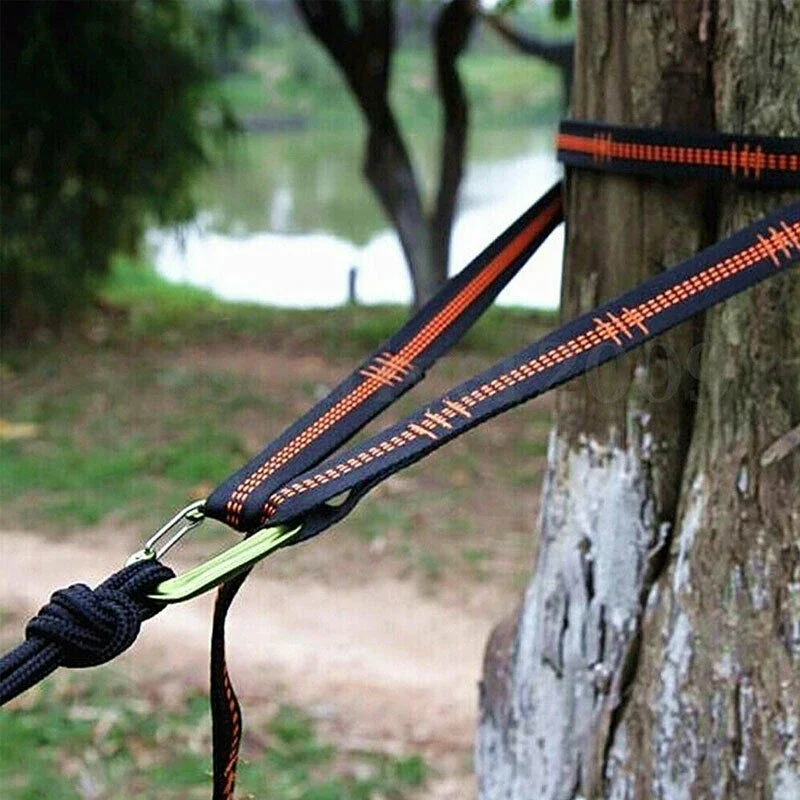 Correias De Poliéster Reforçado Para Acampamento AO Ar Livre Cinghie per amaca nere 5 anelli Alta Carga-rolamento Farpado 2 pezzi
