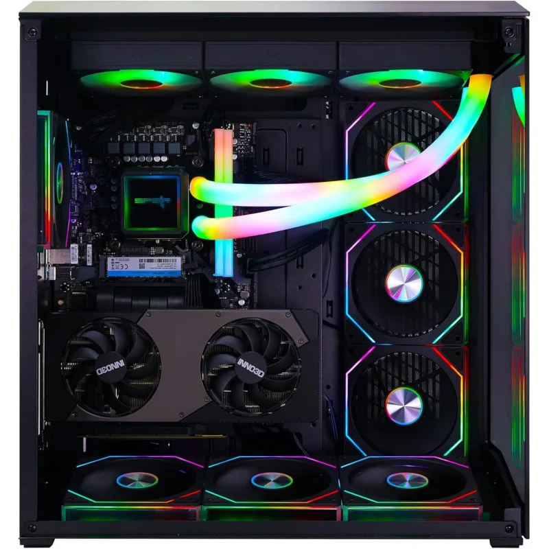 게이밍 PC – i5-14700F, RTX 5070 12GB, 32GB DDR5, 1TB NVMe SSD 3300MB/s, 700W PSU, 360mm ARGB 튜브 수냉 쿨러, 7개의 AR 포함 케이스