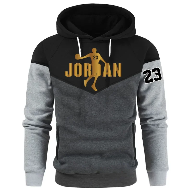 Sudadera con capucha informal para hombre y mujer, Jersey holgado y cómodo de talla grande con estampado de retazos y cordón, otoño/invierno 2024