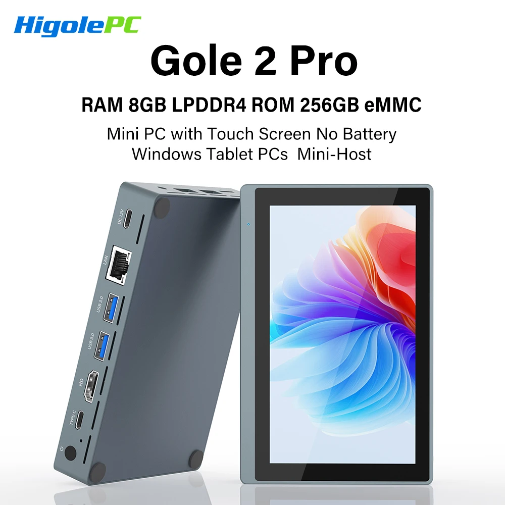 Higole Gole 2 Pro No Battery Mini PC with Screen 5.5'' Intel N5095 Windows 11 WiFi5 8GB 256GB 4K Desktop Computer Windows Tablet