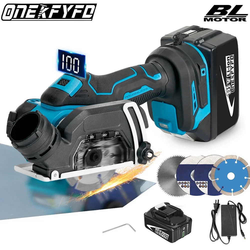 3 Inch 76MM Brushless Angle Grinder Cordless Household DIY Cutting Polishing Woodworking Power Tool For Makita 18V Battery