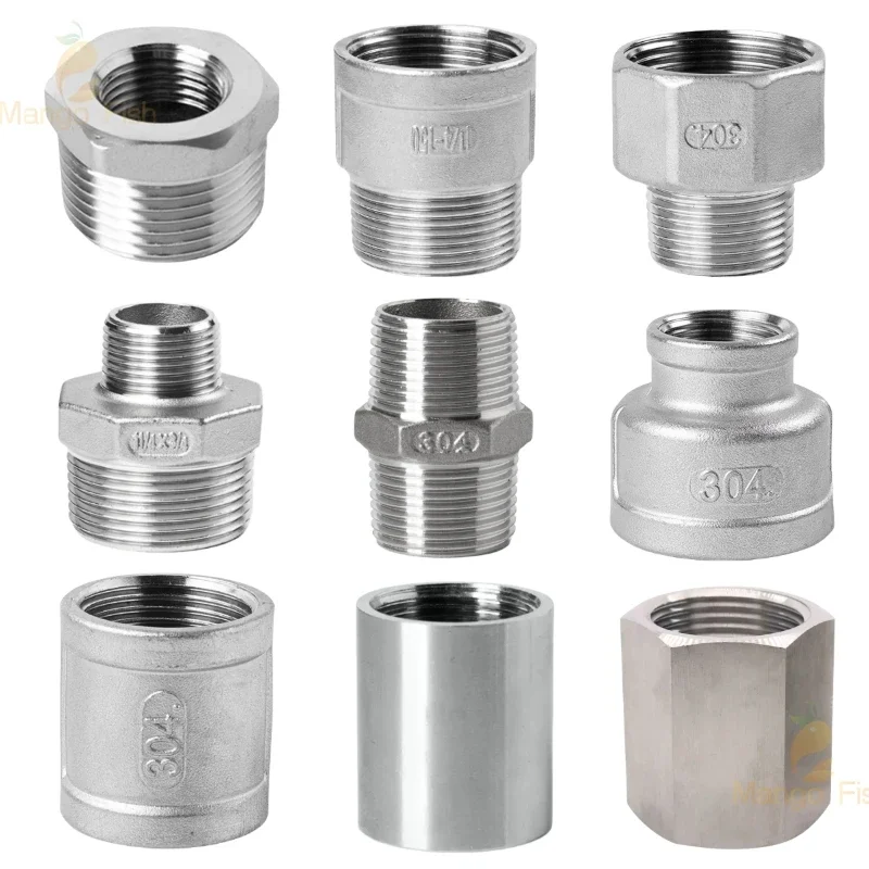 Connexion de plomberie 1/8 "1/4" 1/2 "SS304, raccord à filetage mâle femelle en acier inoxydable, réducteur égal, adaptateur de tuyau d'eau britannique