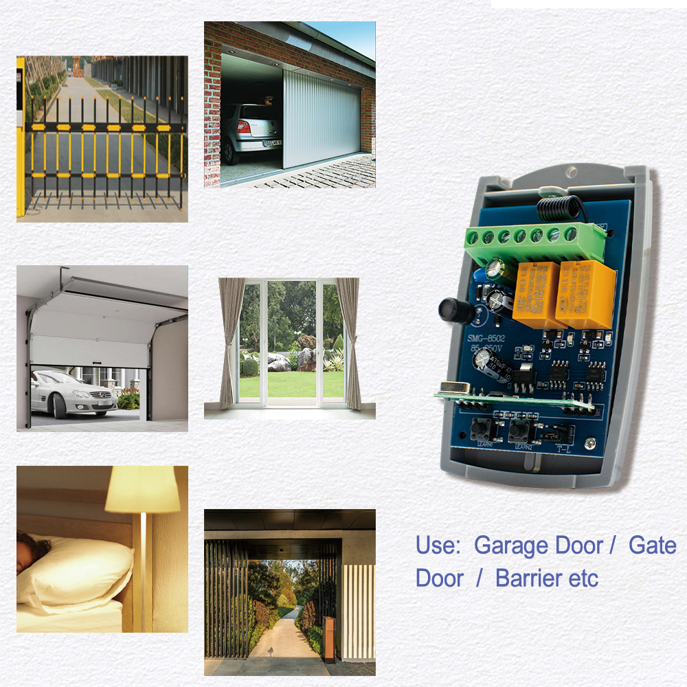 433.92MHz Universal Garage Door Remote Control Receiver AC DC 7-32V 85-250V Switch Module 2CH 433 Rolling Code Momentary Toggle
