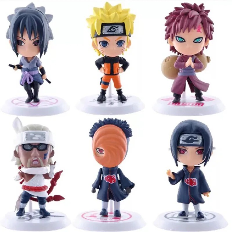 6 ชิ้น/ล็อตนารูโตะ Sasuke Gaara Uchiha Madara รูป 7-8 ซม.2 สไตล์บุคลิกภาพฐาน Mini Figurines