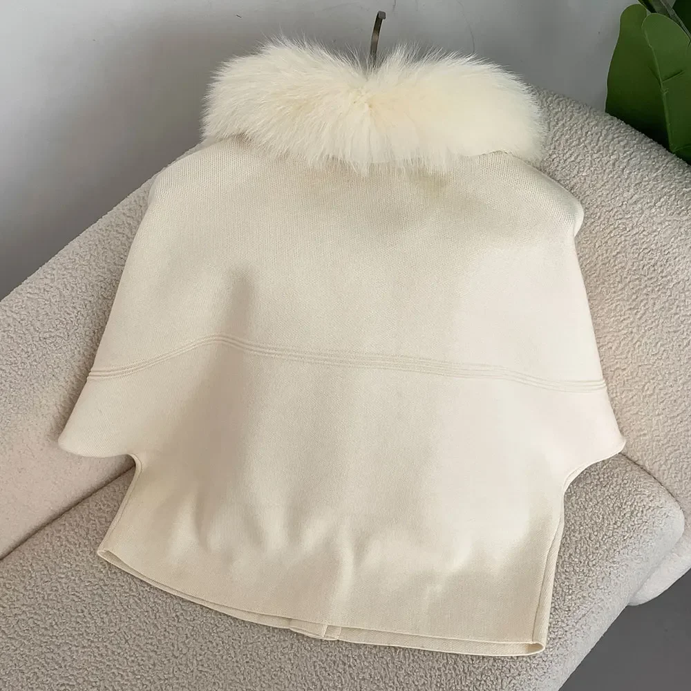 2024 outono e inverno popular brasileiro camisola de malha com gola de pele de raposa natural jaqueta de pele curta feminina frete grátis