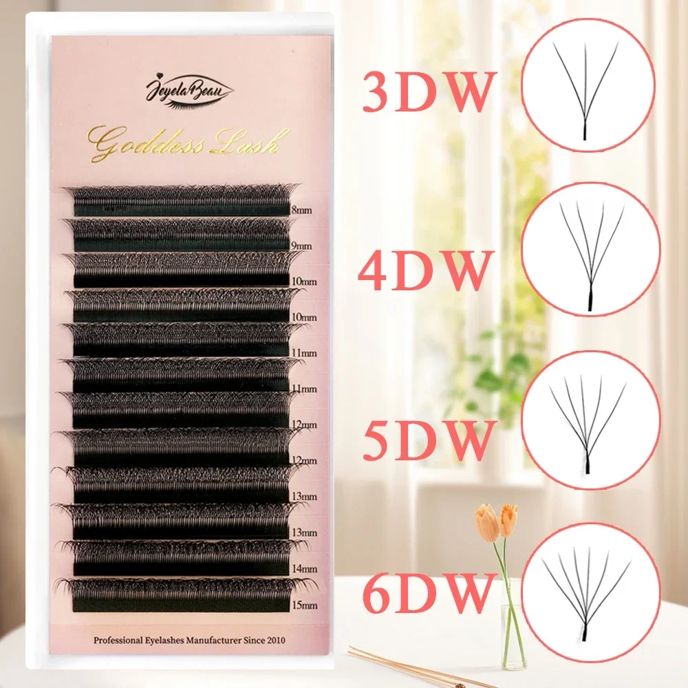 Extensión de pestañas Goddess W3D 4D 5D 6D, estilo W, visón sintético, pestañas naturales suaves, floración automática, pestañas prefabricadas con volumen