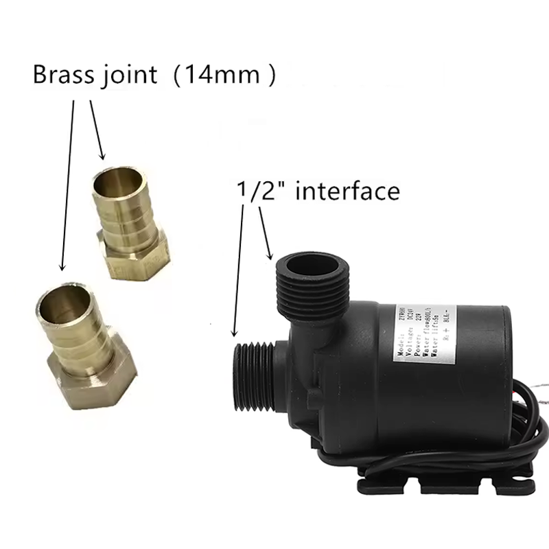 Pompe à eau solaire ultra silencieuse, haute pression, DC 24V, ascenseur 5M 800L/H, moteur sans balais, pompes à eau SubSN, joint à rupture rapide, 12V