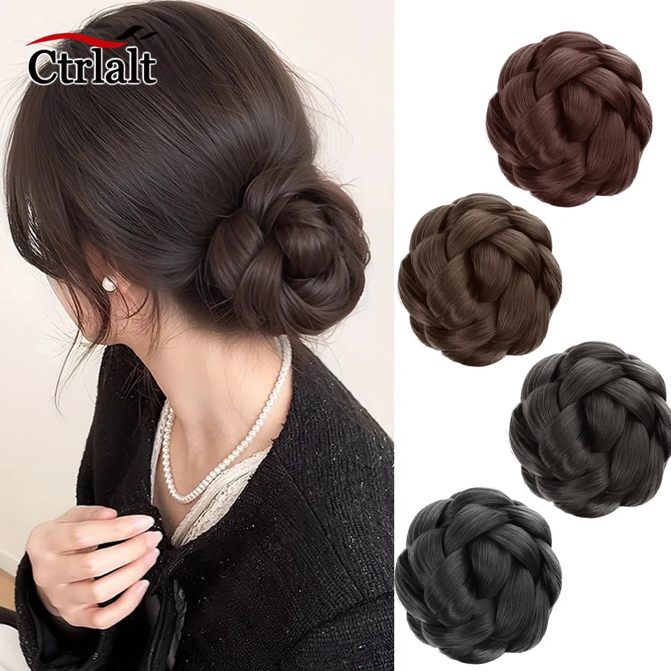 Synthetische Twists Vlechten Knot Klauw Clip Bloemknop Hoofd Pluizig Geschilderd Haar Terug Hoofd Clip In Hairtail Extensions voor Vrouwen