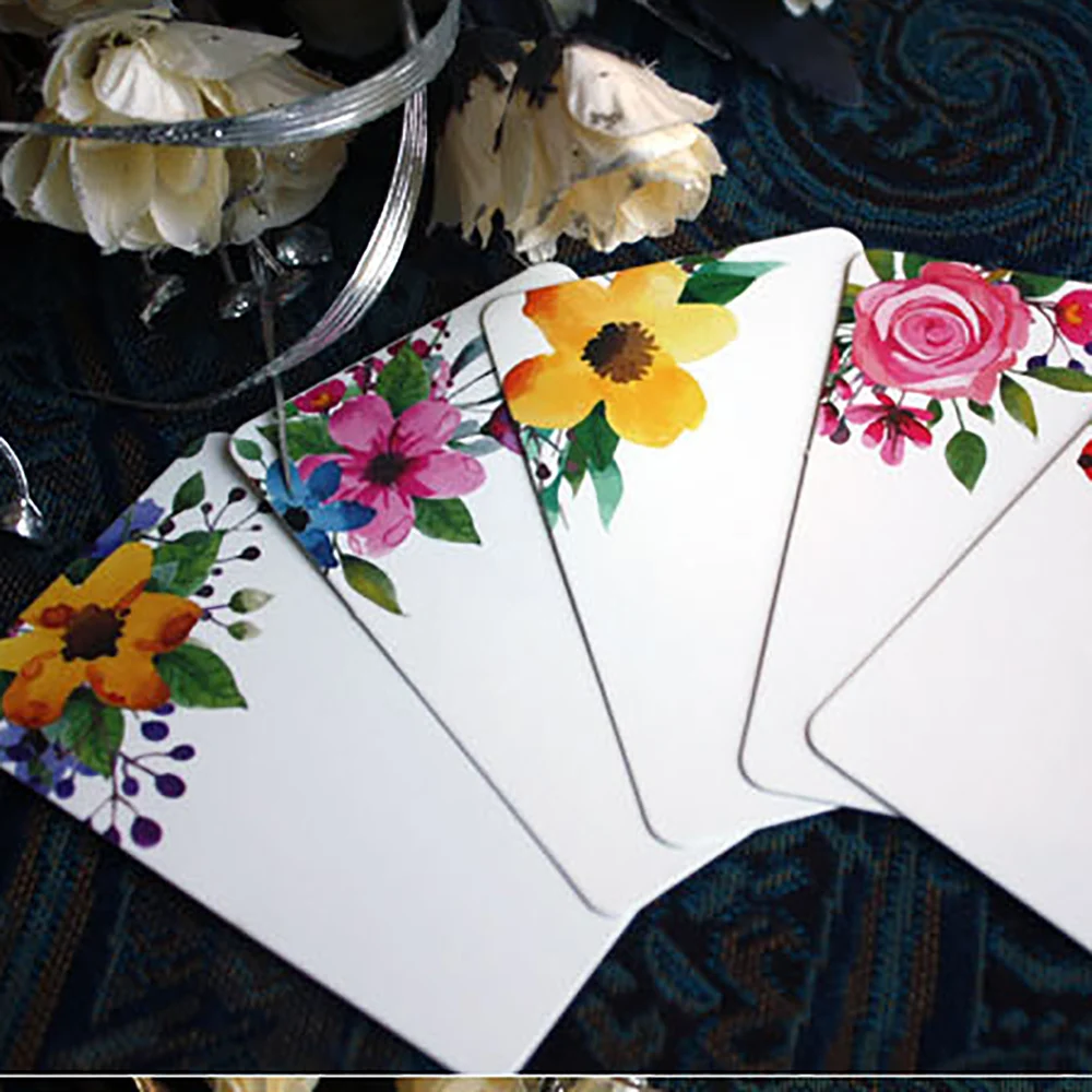 40/50pcs การ์ดอวยพร Handmade ดอกไม้ข้อความสมุดภาพกระดาษการ์ด DIY บัตรอวยพรโปสการ์ดการ์ดเชิญงานแต่งงาน
