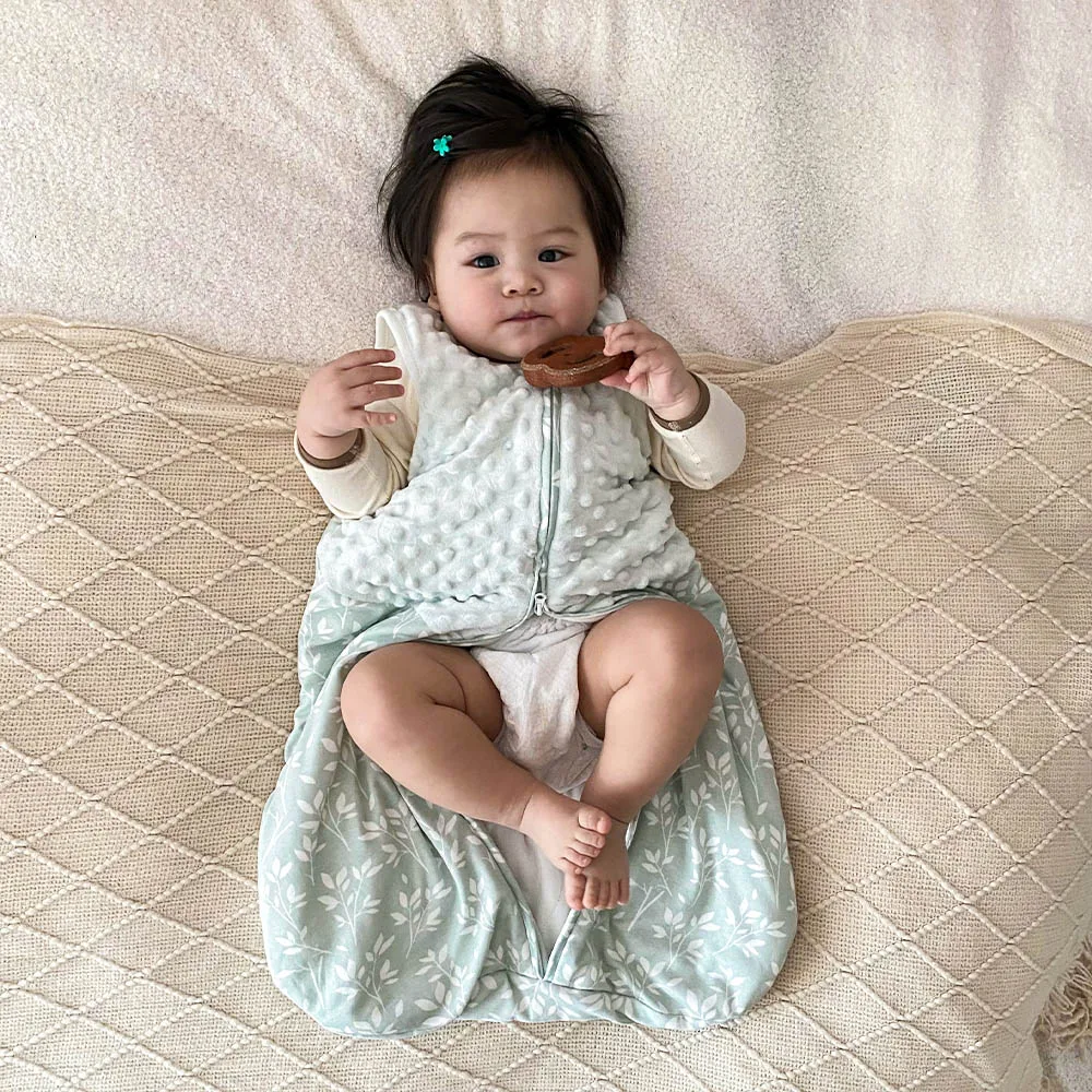 Sleeping Bag For Babies 3-24 Months Warm Soft Doudou Patchwork 2.5Tog Sleepsacks Sleeveless 2-Ways Zipper Anti-Kick Blanket