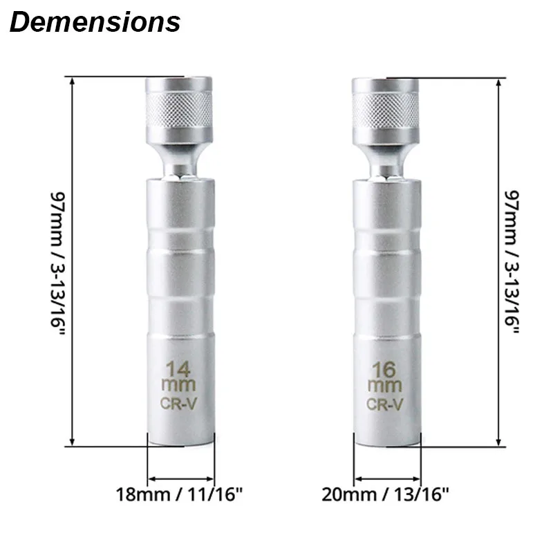 Spark Plug Socket Wrench Adapter 14mm 16mm Install Replace Repair Kit Swivel Torque Magnetic Remove Removal Gap Tool Car AUTO