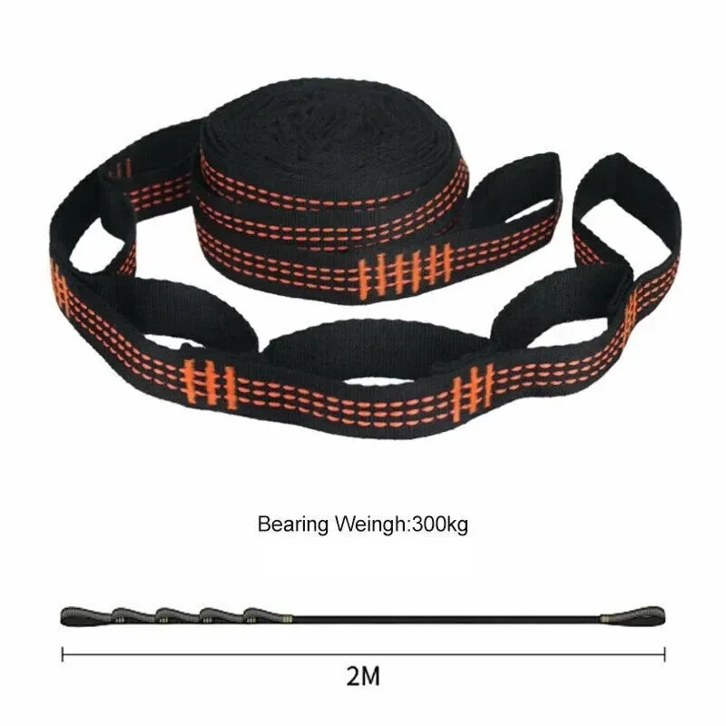 2 ชิ้นเปลญวนสายรัด 5 แหวนความสูงโหลด Knots เสริมสายรัดโพลีเอสเตอร์สําหรับเปลญวนกลางแจ้ง
