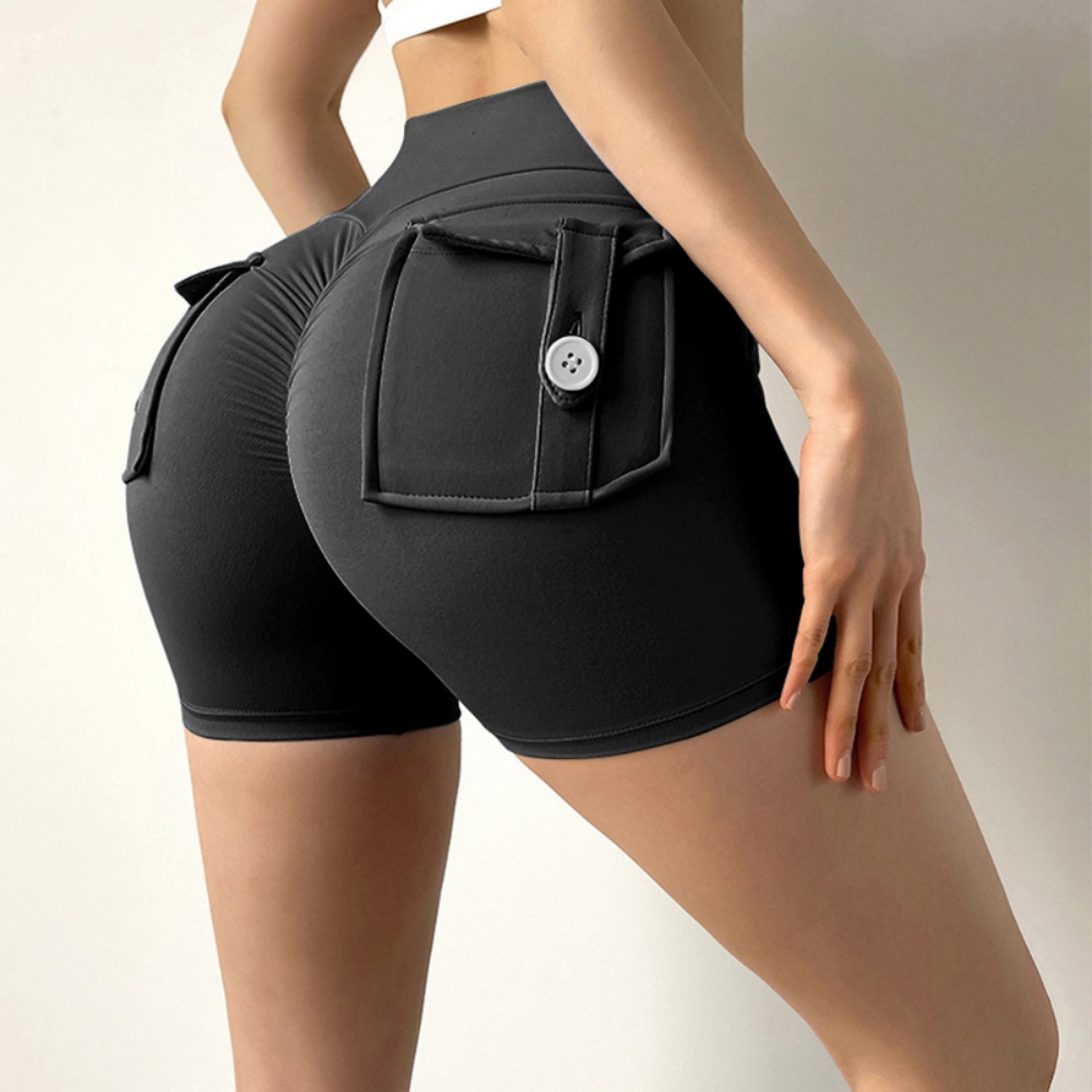 Brzoskwiniowe spodenki fitness damskie spodnie do ćwiczeń trzy czwarte Cargo Air Dry Pocket joga obcisłe podnoszenie lato