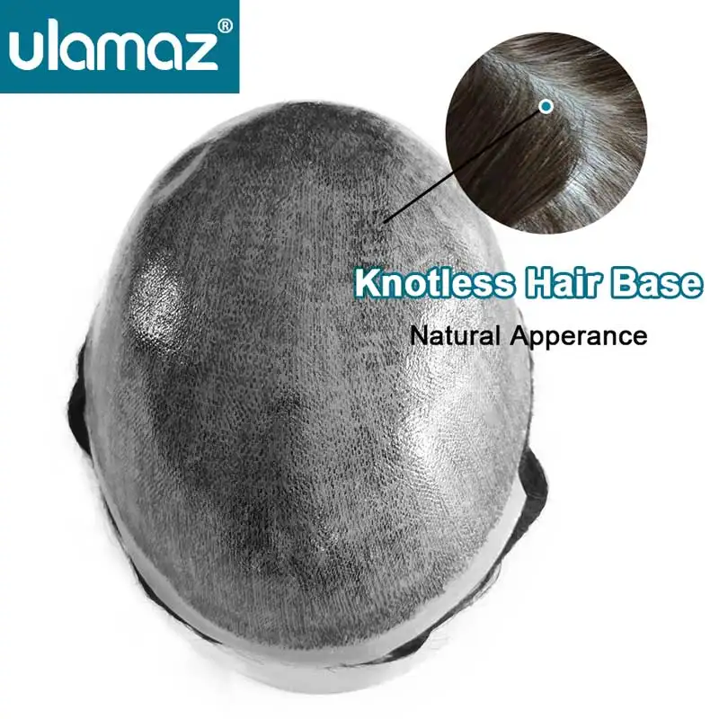 Knotless ผิวผมระบบสําหรับชาย 0.1-0.12 มม.Microskin ชายผมเทียมผมมนุษย์ผู้ชาย Toupees ผมเทียม Man วิกผม PU