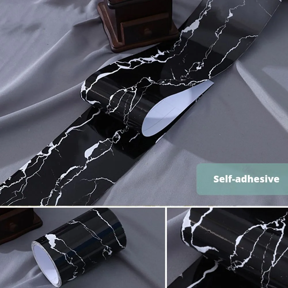 10M/Roll Door Frame Waist Line Wallpaper Windowsill Marble Grain Skirting Line Self-adhesive Waterproof Waveguide Line