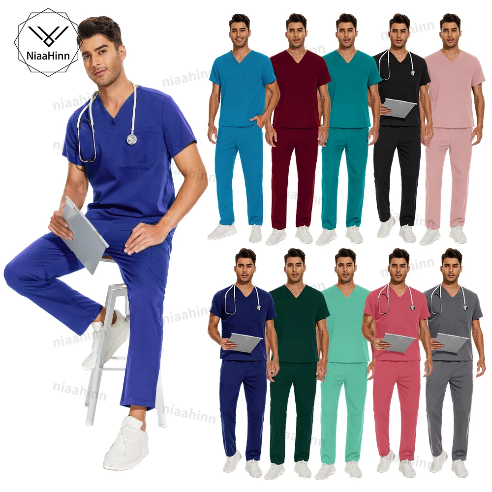 Niaahinn High Quality Scrub Workwear Multicolor Surgical Gown Men Women Hospital Doctors Nurses Accessories Dental Clinic Scrubs