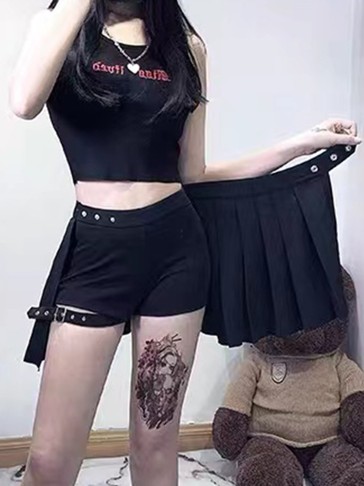 Altgoth punk shopping goth shorts saia feminina y2k e-girl streetwear harajuku perna anel fivela destacável cintura alta emo alt clubwear