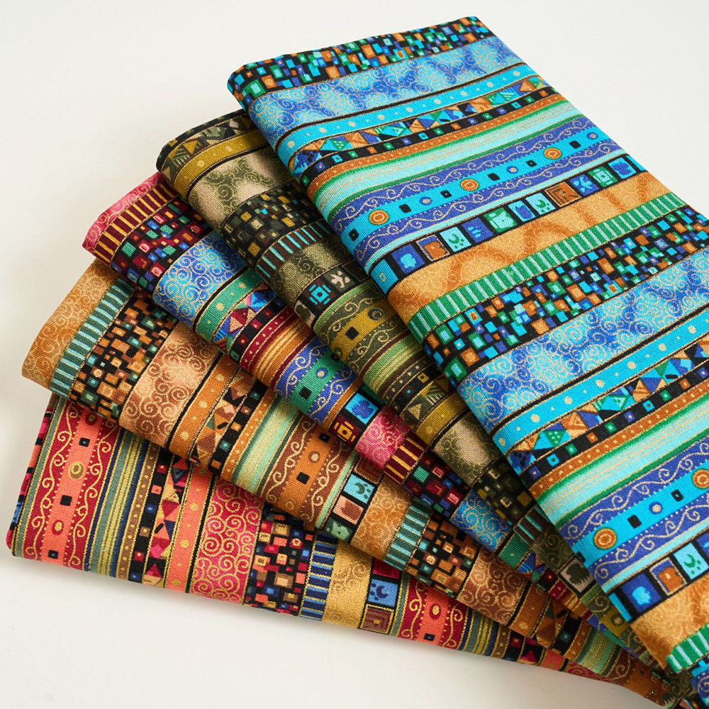 Streifenmuster Baumwolle Leinen Polsterstoff für Sofabezug Kleiderherstellung dekorativer Kissenbezug Bohemian Haushalt Quilt Textil