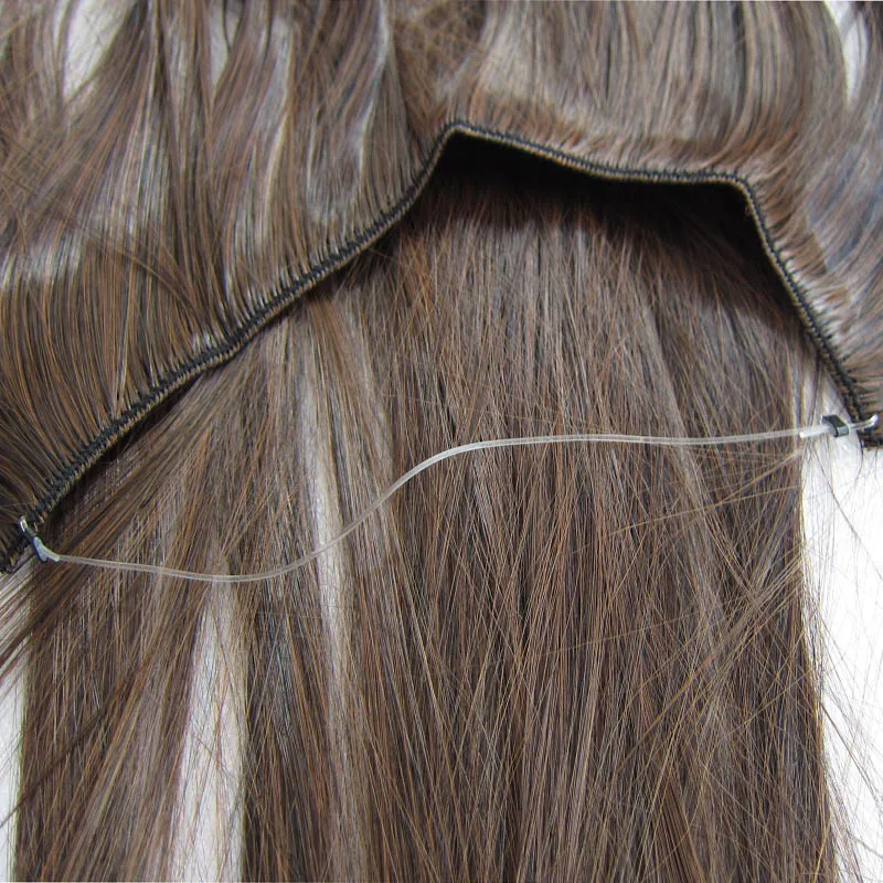Zolin sintético ombre cor uma peça extensão do cabelo longo ondulado & cabelo reto sem clipes com linha invisível postiços para mulher